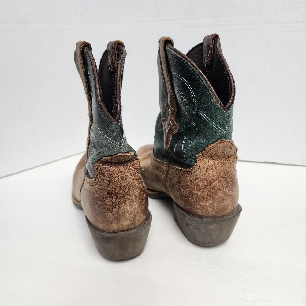 Justin Gypsy Chellie Tan Green Leather Boot Booties Women's Size US 7.5B Western - Picture 3 of 16